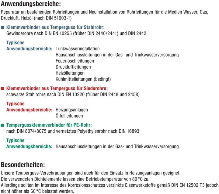 Gebo Armaturen 01.150.00.05 x Gebo Temperguss-Klemmverbinder A x48,3mm, Clear, 1 1/2 Zoll AG x 48.3