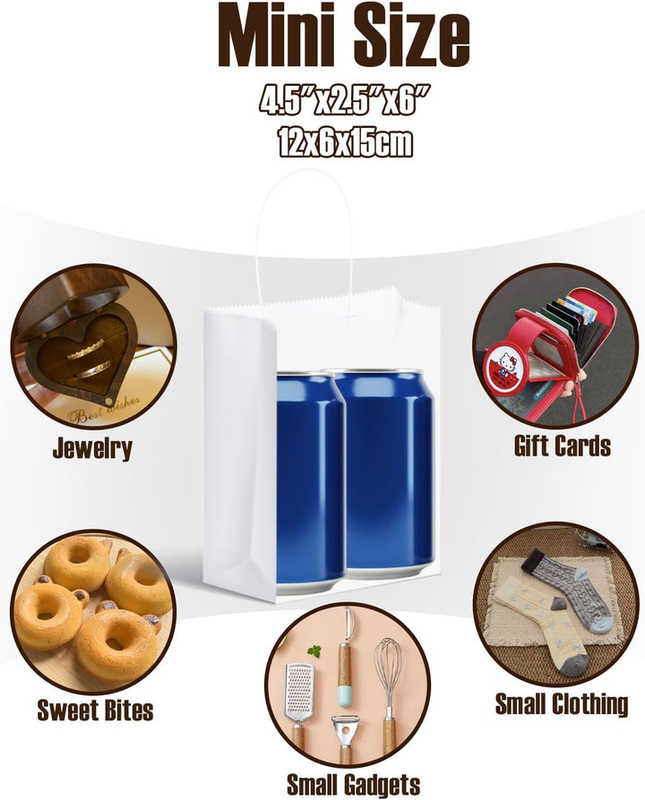 Gcardist 50 Stück Mini-Geschenktüten Schwarz-Geschenktüten aus Papier mit Henkeln–Tasche Partygesche
