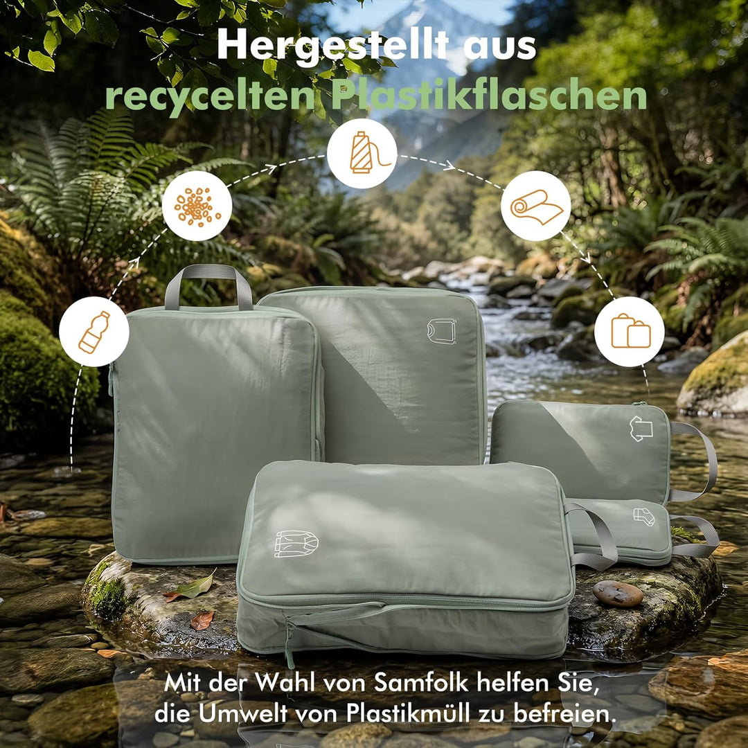 Koffer Organizer Packing Cubes Compression für Koffer und Rucksack, Nylon Packwürfel Organizer Set,T