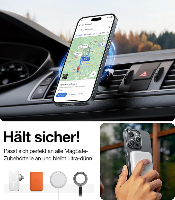 TORRAS Ultra Dünn für iPhone 15 Pro Hülle für MagSafe [Nr. 1 Magnetkraft] Extrem Stossfest Kratzfest