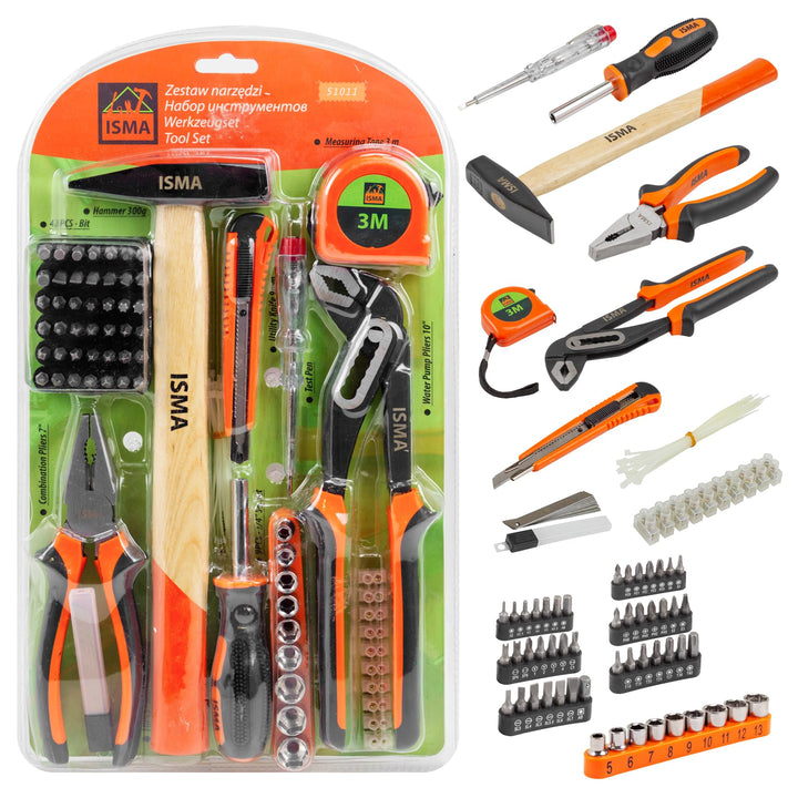 ISMA Multifunktionales Werkzeug-Set, 101-teilig, 1/4 Zoll (0,64 cm), für Heimwerker zu Hause und im