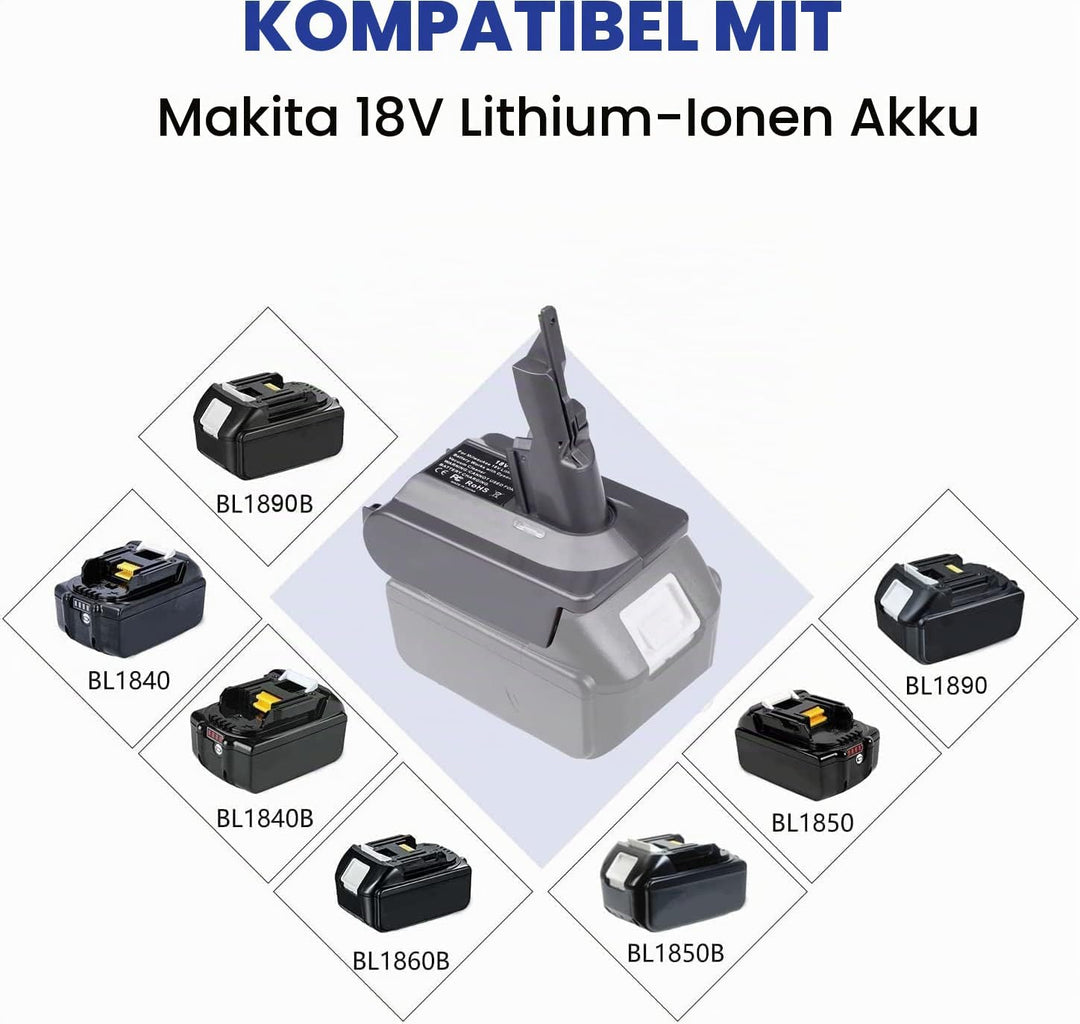 URUN für Dyson V7 Akku Adapter, MT18V7 Konvertiert für Makita 18V Lithium Akku auf für Dyson V7 Anim