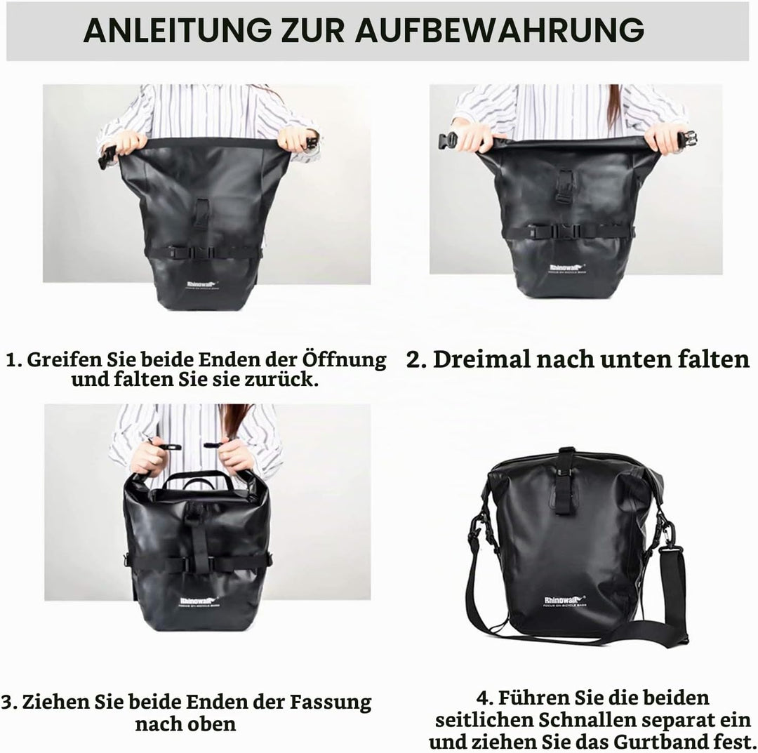 Rhinowalk 20L Fahrradtasche Wasserdicht Gepäckträgertasche Fahrrad Gepäckträger Seitentaschen Rollto