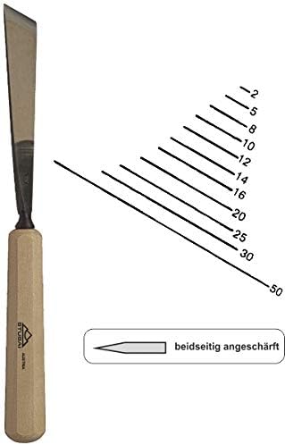 STUBAI Stemmeisen Stechbeitel Serie 52 - Form 2 | Gerades Balleisen, schräg - 3 mm, mit Holzgriff, f
