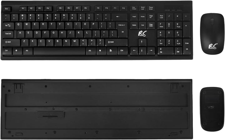 Kabellose QWERTY Tastatur + Maus + Mauspad Set | 2,4 GHz, Reichweite: bis zu 10m | Mausauflösung: 12