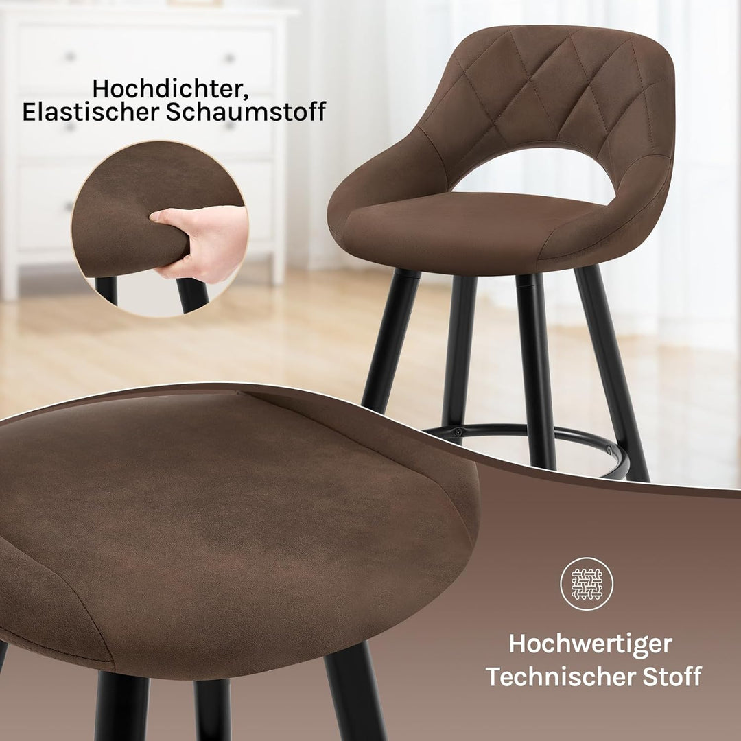 WOLTU Barhocker 2er Set, Barstuhl Küchenhocker Thekenhocker, Hocker mit Rückenlehne Fussstütze, aus