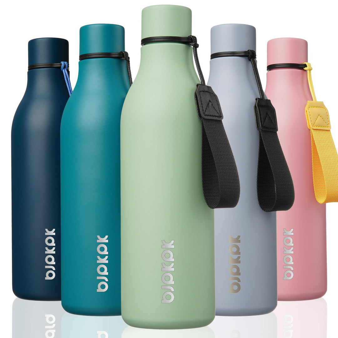 BJPKPK Isolierte Wasserflaschen, 750ml Edelstahl Metall Trinkflasche Mit Trageriemen, BPA Frei Wasse