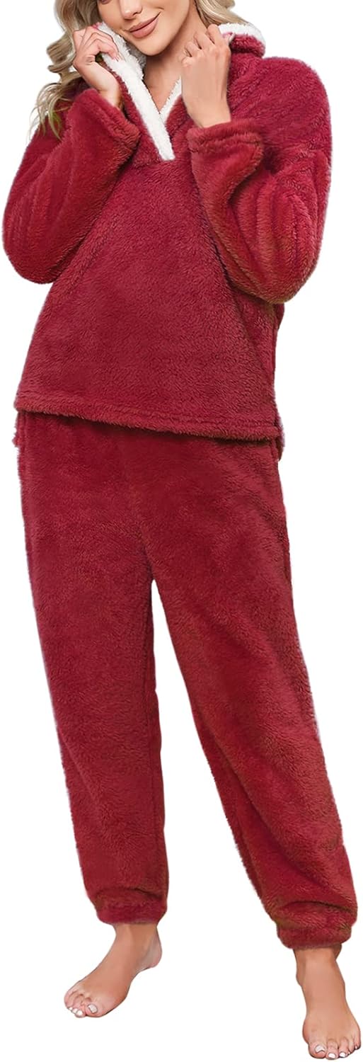 Niwicee Schlafanzug Damen Lang Pyjama Damen 2-Set, Hausanzug Damen Kuschelig Weich Nachtwäsche Sleep
