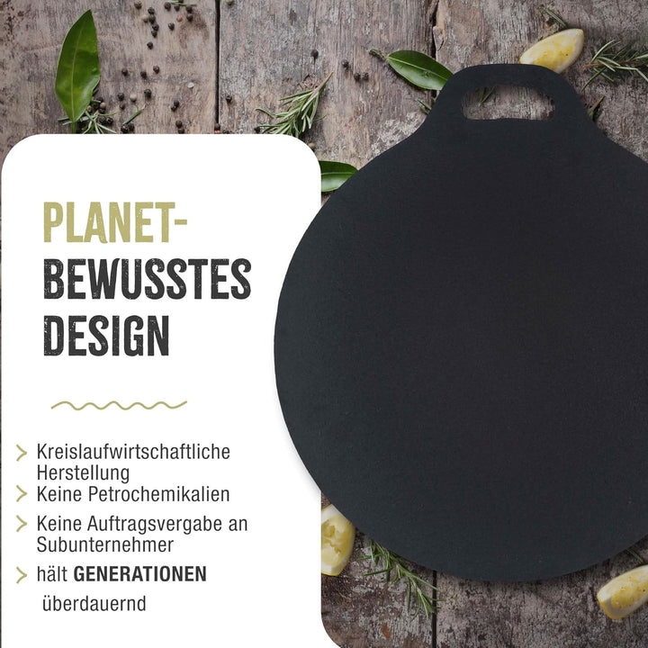 Victoria Grillplatte Gusseisen, Induktion Budare Dosa Pfanne 38cm für Pizza, Crepes, Feuer, Ofen, Gl