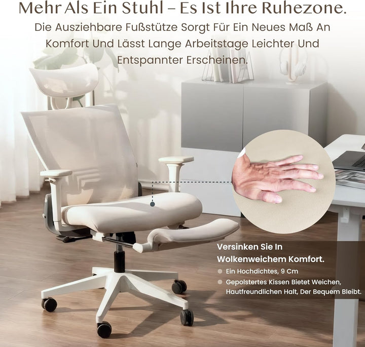 FLEXISPOT Ergonomischer Bürostuhl, Foldex, klappbarer Bürostuhl für Kleine Räume mit Lendenwirbelstü