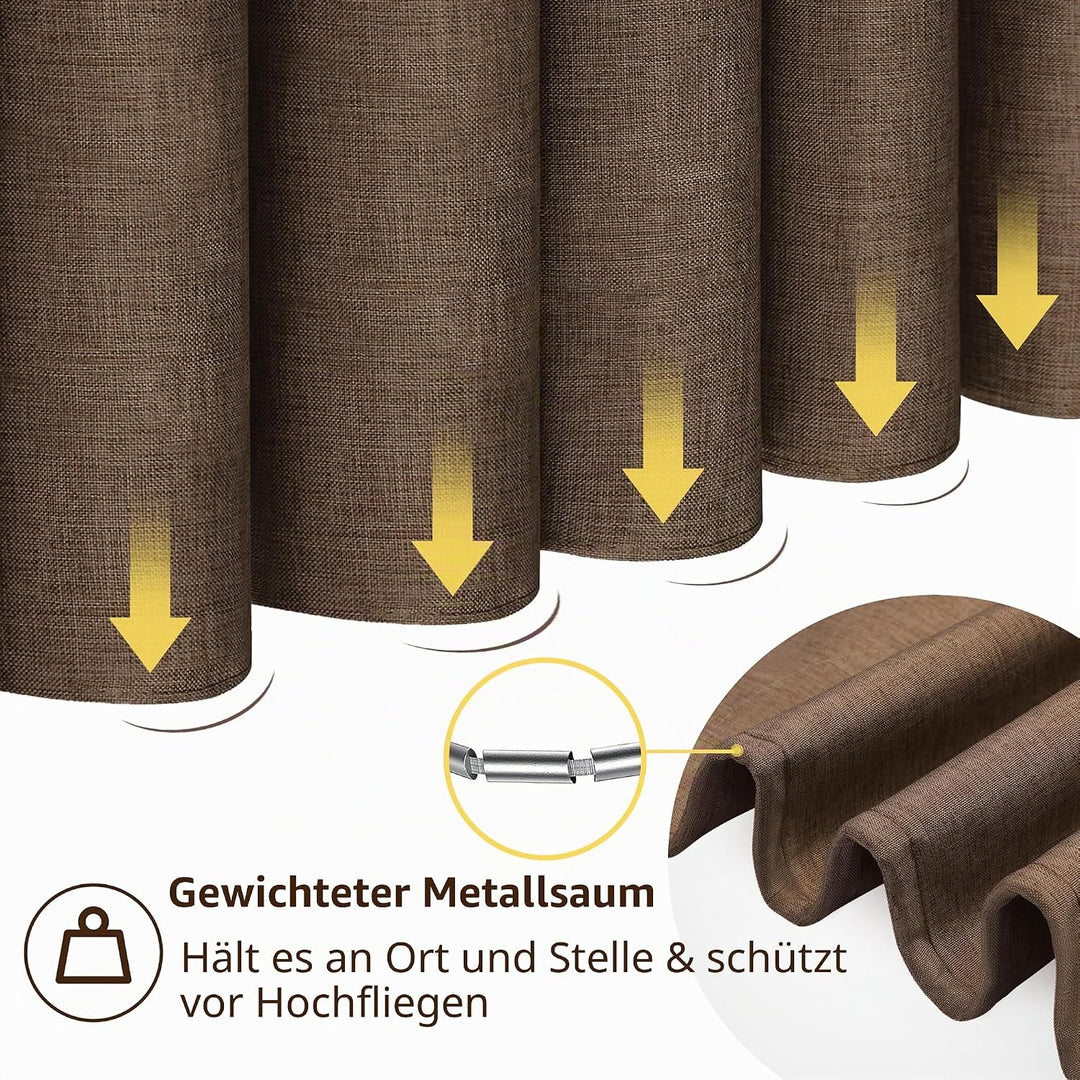 Duschvorhang Leinen mit Metall Duschvorhangringe Stoff Textil Badewannenvorhang Anti Schimmel Bad Vo