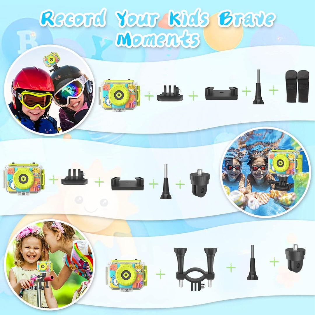 CHAKEYAKE Kinderkamera, 1080P HD Digitalkamera Kinder, Fotoapparat Wasserdicht Kamera Kinder für Out