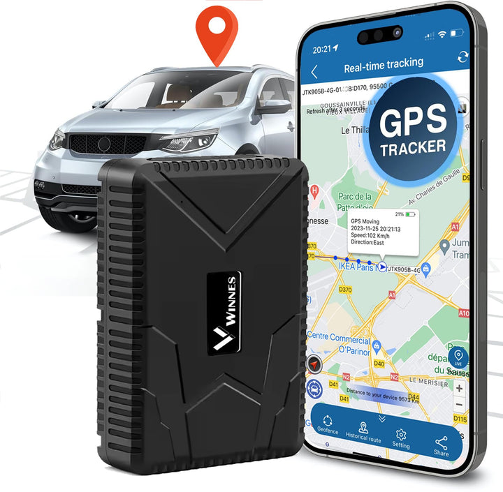 Winnes GPS Tracker 4G 120 Tage Lange Standby-Zeit GPS Tracker Auto Ohne ABO mit kostenlose Apps Star