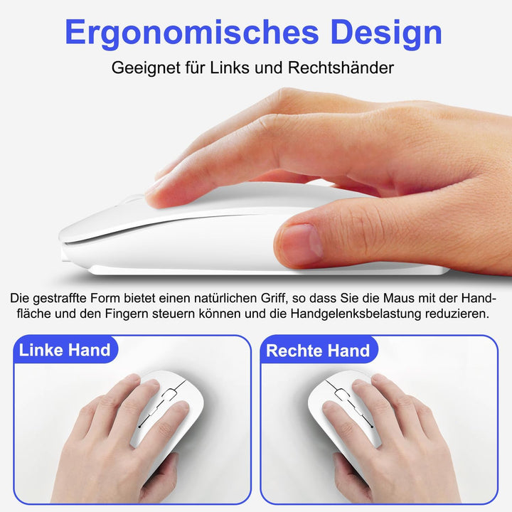 Azmall Funkmaus für Laptop, Bluetooth Kabellose Maus für MacBook Air Pro/Mac/iPad/PC, Wiederaufladba