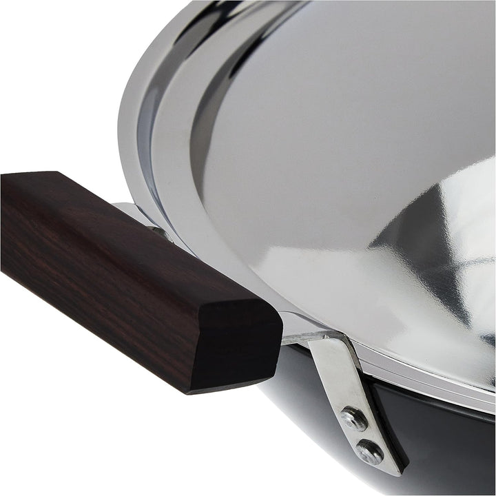 Futura Hard eloxiert deep-fry Pan (Kadhai) mit Stahl Deckel und flacher Boden 5 L, 5 L