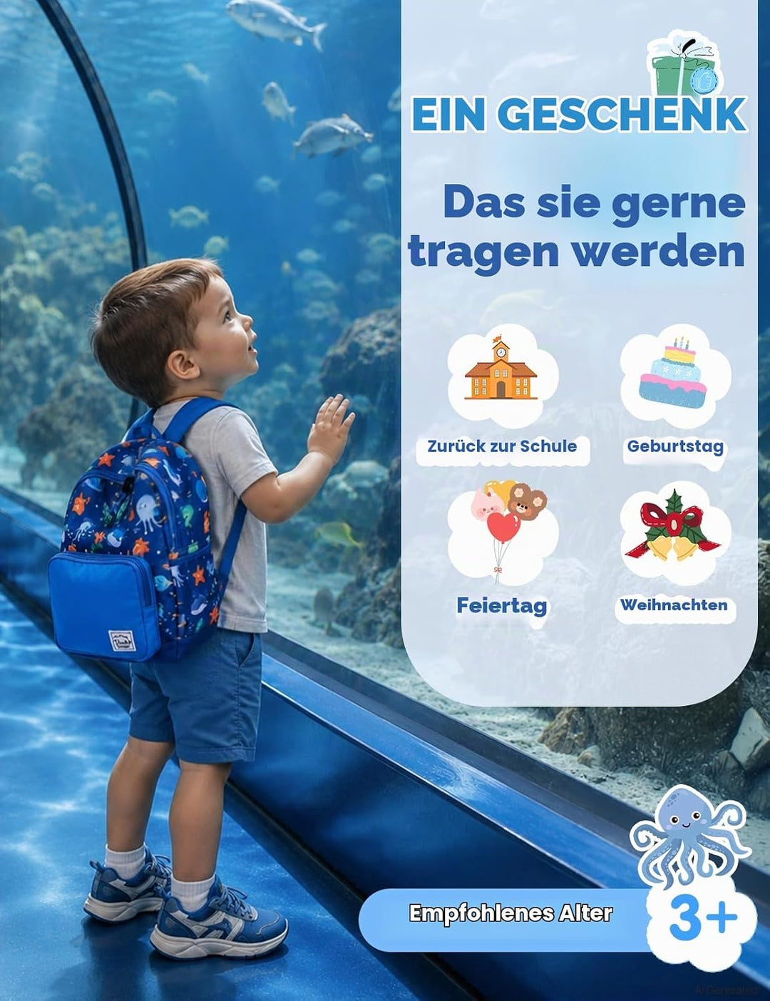 VASCHY Kinderrucksack, leicht, Schulranzen, Mädchen, Jungen, Grundschule, Kindergarten, 4 – 6 Jahre,