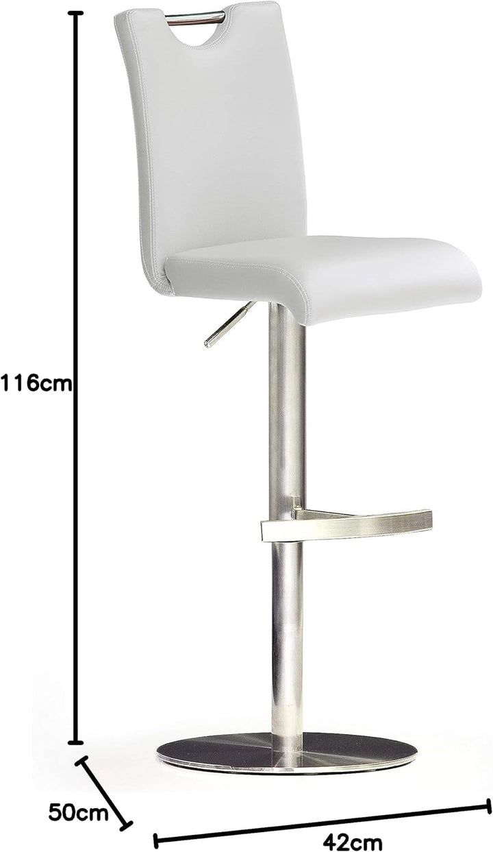 Robas Lund Barhocker Weiss mit Lehne Barstuhl drehbar 360 Grad, Hocker höhenverstellbar, PU BAR.DO,