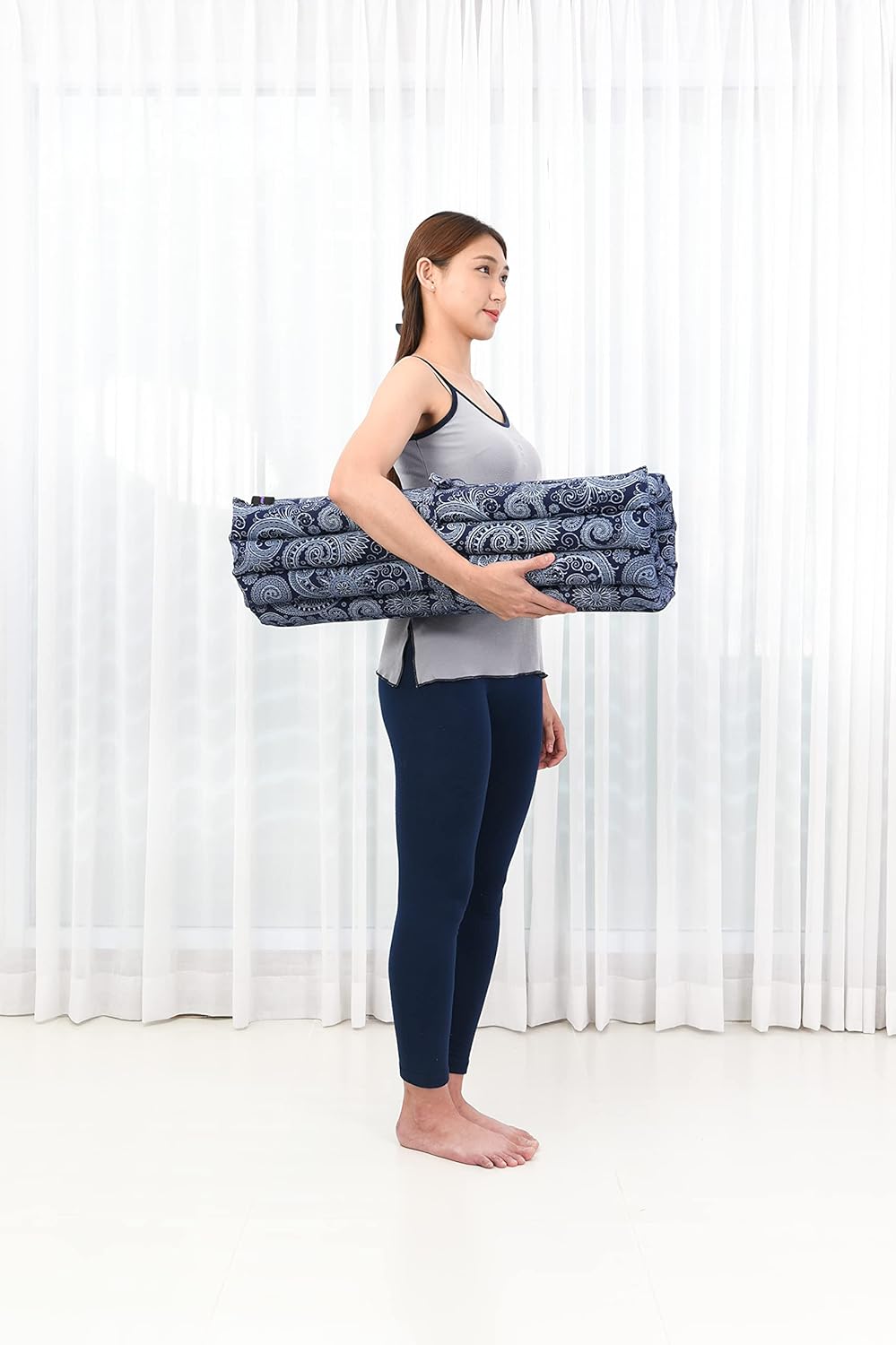 Leewadee Zabuton Rollbare Meditations-Matte Tragbare Sitzmatte Ökologisches Naturprodukt, Kapok Cbt1