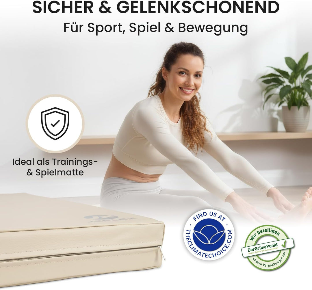 Jeflex - Weichbodenmatte &amp; Turnmatte 200 x 100 x 8 cm MADE IN GERMANY/Gymnastikmatte tragbar/platzsp