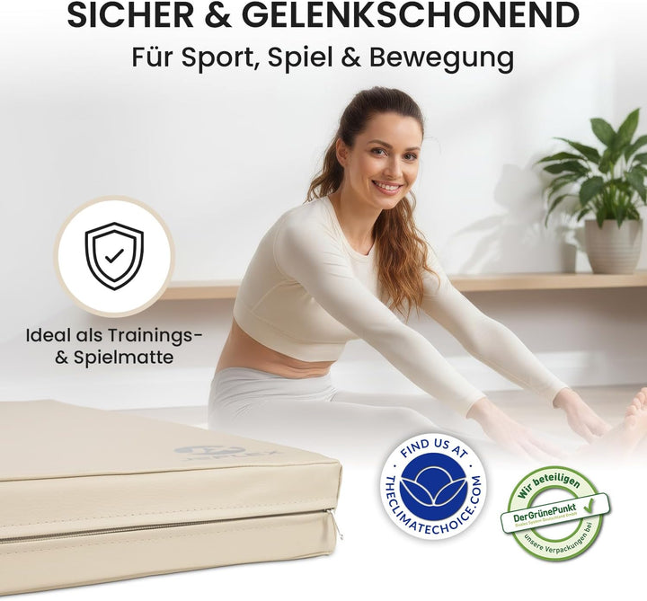 Jeflex - Weichbodenmatte &amp; Turnmatte 200 x 100 x 8 cm MADE IN GERMANY/Gymnastikmatte tragbar/platzsp