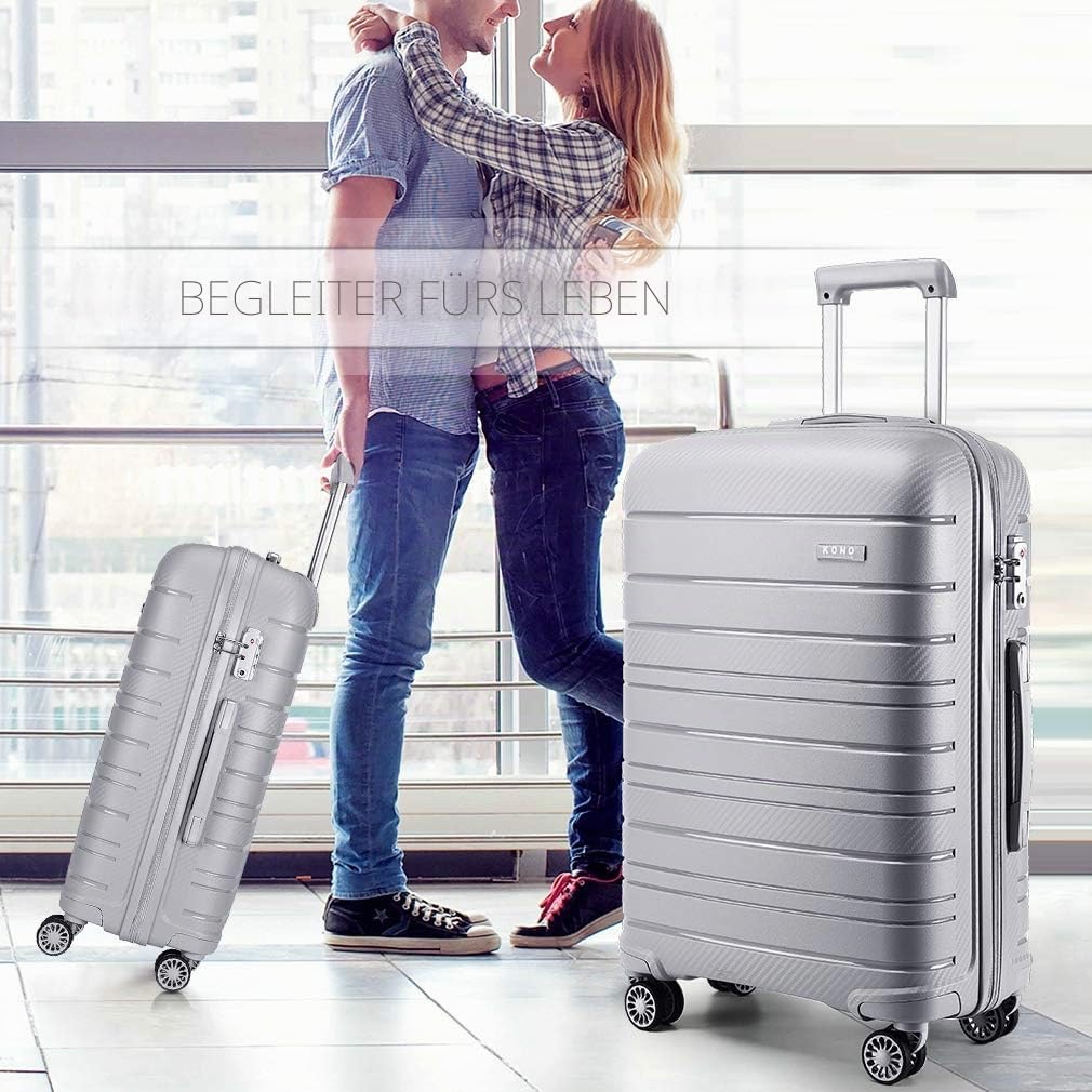 Kono Zwillingsrollen Reisekoffer TSA-Schloss 65cm Trolley Koffer Polypropylen Hartschale Rollkoffer 