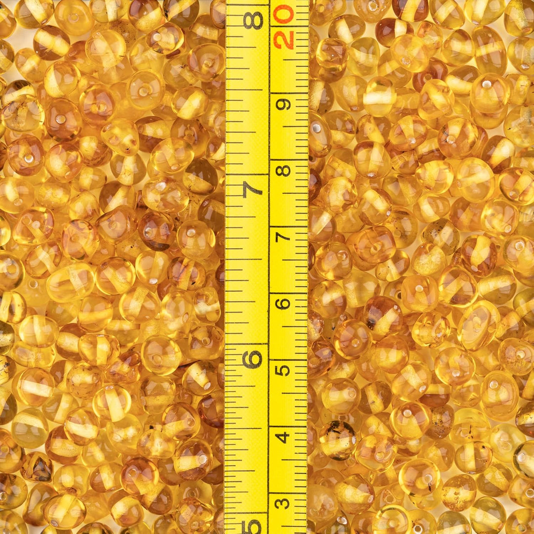 Bernstein Perlen im Barock-Stil - Poliert und Roh 100% Naturliche Baltischen Harz Stein 5–6 mm Lose