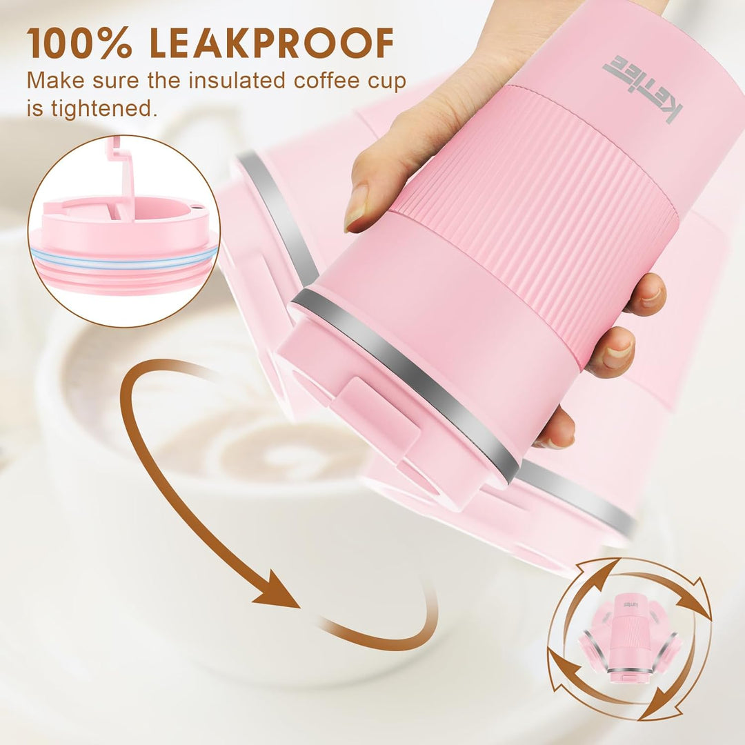 KETIEE Kaffeebecher to go,510ml Thermobecher Kaffee-to-go,Kaffeebecher Thermo,Doppelwandig Reisebech
