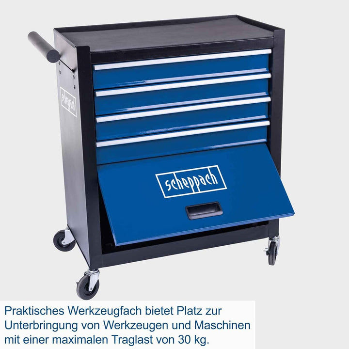 Scheppach Werkstattwagen ohne Werkzeug TW1300 Werkzeugkiste leer | bis max. 120 kg belastbar | 695 x