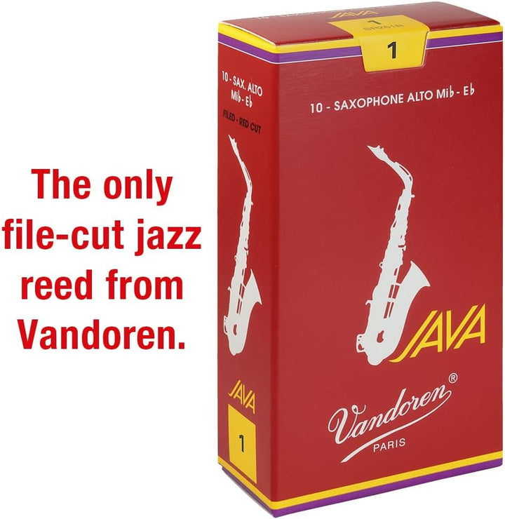 Vandoren SR261R Java "Filed – Red" Cut Alt Saxophon Blätter - 10 Einheiten Stärke 1, Stärke 1