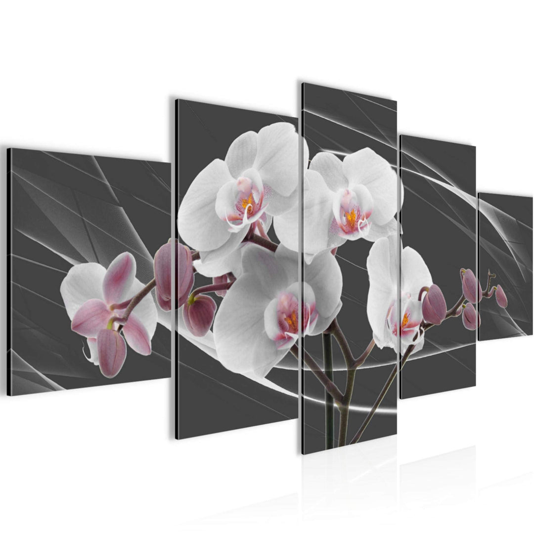 Runa Art Wandbilder Blumen Orchidee 5 Teilig Bild auf Vlies Leinwand Deko Wohnzimmer Abstrakt Rosa G