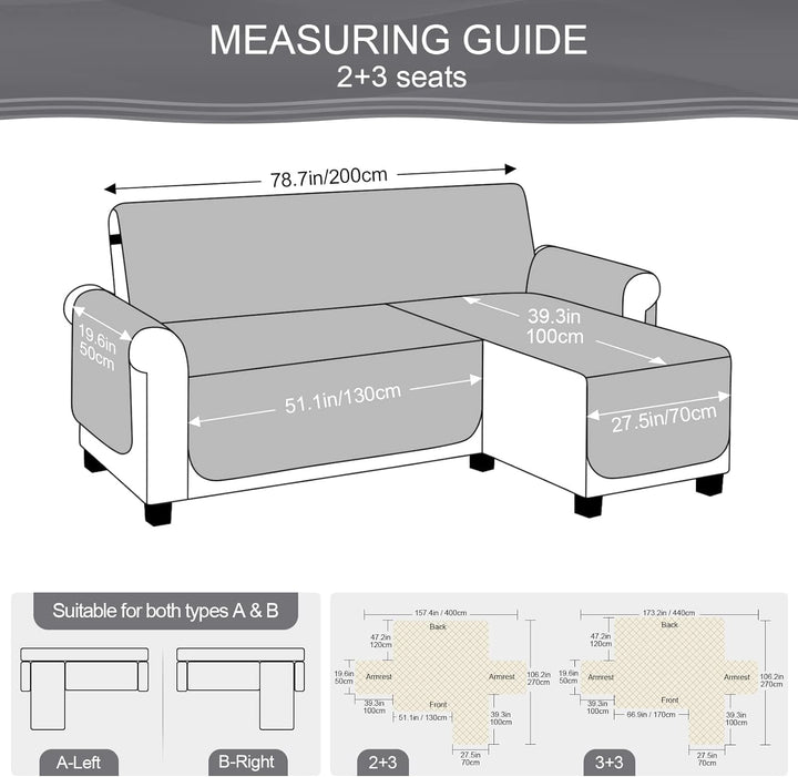 TAOCOCO Chaiselongue Sofabezug L Form, Wasserdichter Stretch Sofa überzug, Sofaschoner rutschfest, M