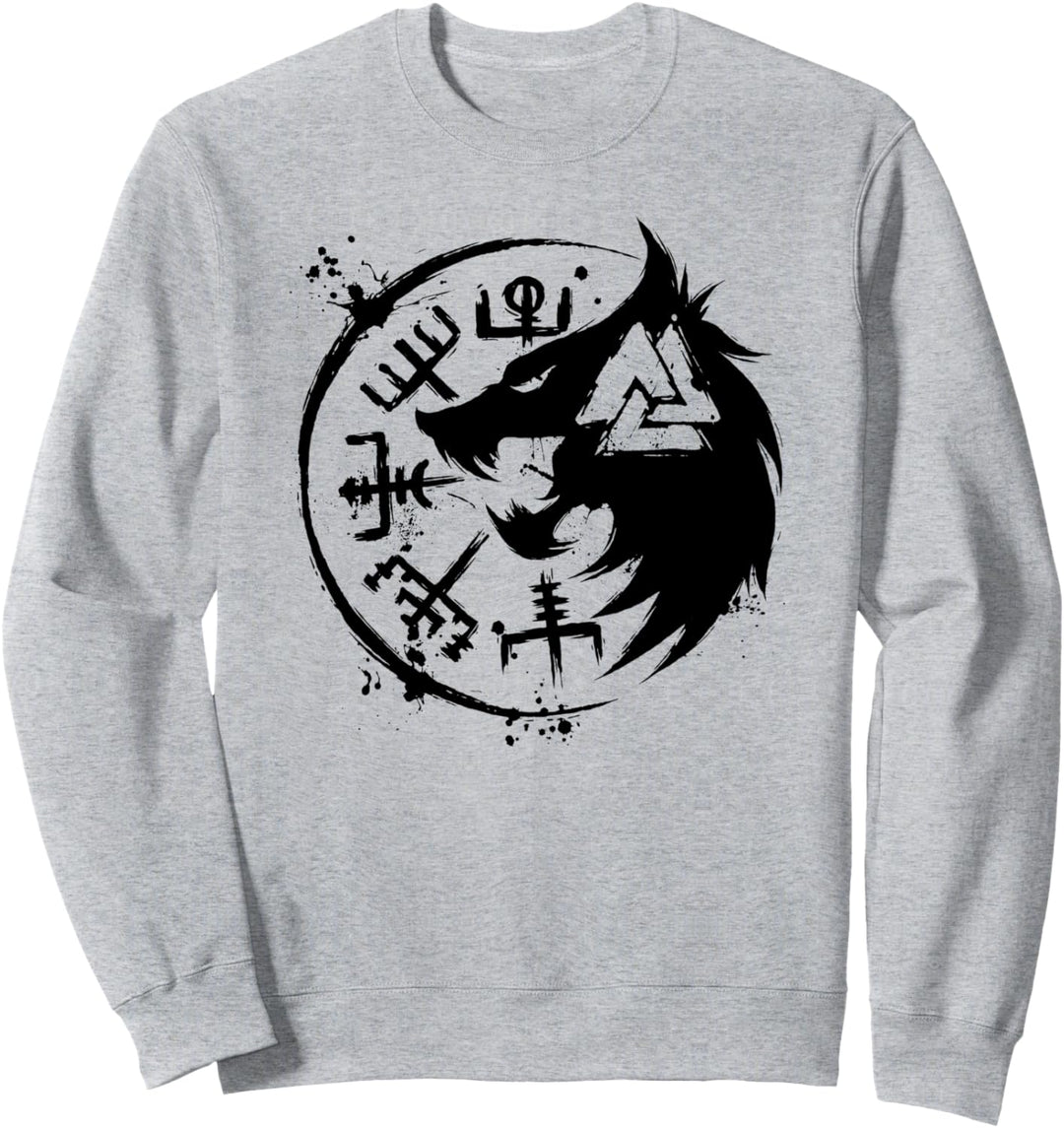 Fenrir Wolf Fenris-Wolf - Viking Vegvisir Valknut Sweatshirt