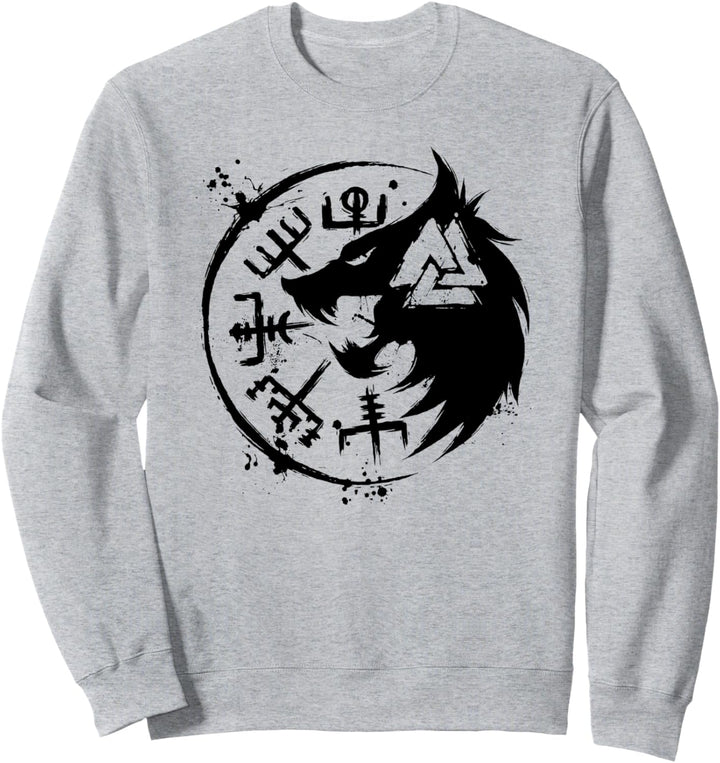 Fenrir Wolf Fenris-Wolf - Viking Vegvisir Valknut Sweatshirt