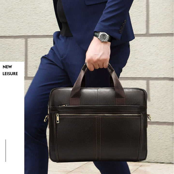 BAIGIO Aktentasche Herren Leder Laptoptasche Handtasche Business Umhängetasche 14 Zoll Vintage Leder