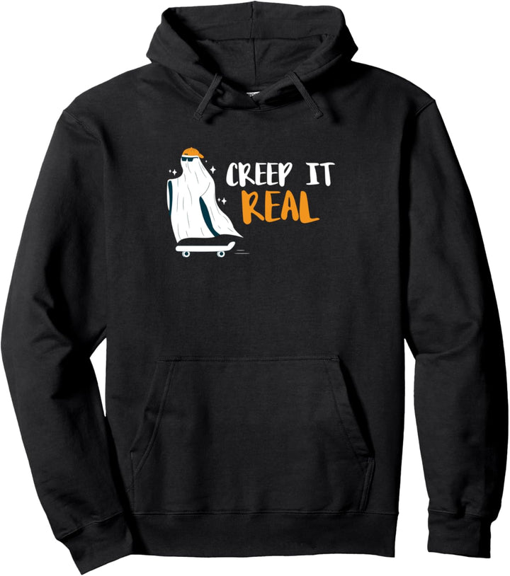 Creep It Real Geist Gespenst Skateboard Halloween Pullover Hoodie