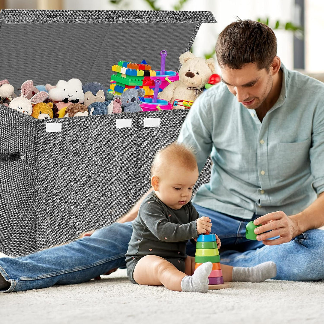 VERONLY Aufbewahrungsbox Spielzeugkiste mit Deckel Kinder - Aufbewahrungskiste 83L Faltbar Aufbewahr