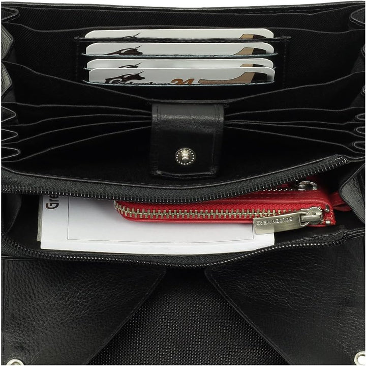 Preiswerte Kellnerbörse Taxibörse Kellnergeldbörse Servicegeldbörse schwarz Rindleder mit 2-Fach Dru