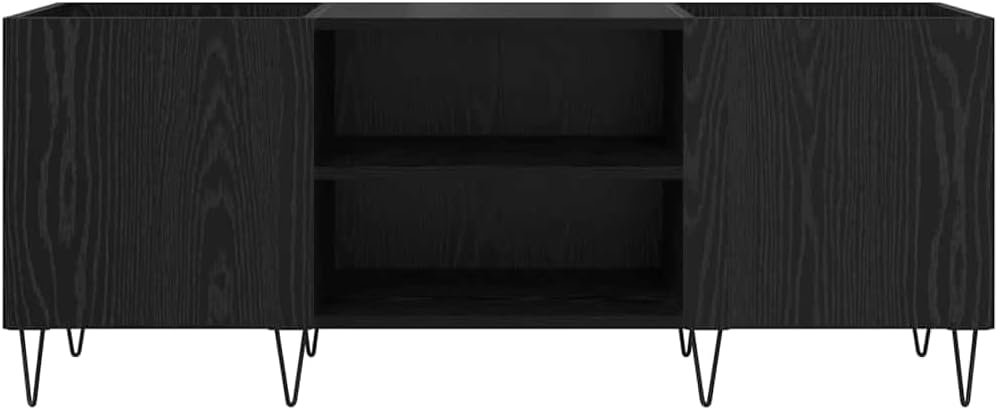 vidaXL Schallplattenschrank Schwarz Eichen-Optik 121 x 38 x 48 cm, Wohnzimmer, modernes Aufbewahrung