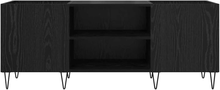 vidaXL Schallplattenschrank Schwarz Eichen-Optik 121 x 38 x 48 cm, Wohnzimmer, modernes Aufbewahrung