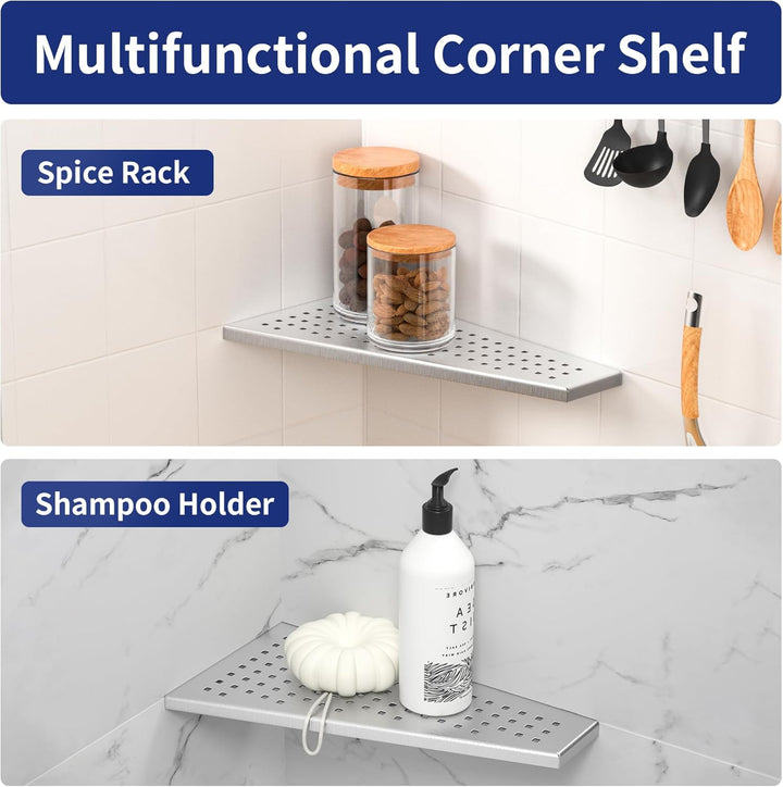 Eckablage Duschablage 304 Edelstahl ohne Bohren für Badezimmer Shampoo Halter Organizer Trapezförmig