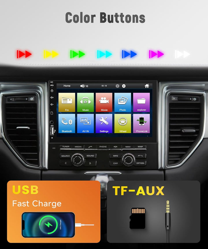 Rimoody Autoradio 1 Din mit Bluetooth Freisprecheinrichtung IOS/Android Mirror Link 7 Zoll Autoradio