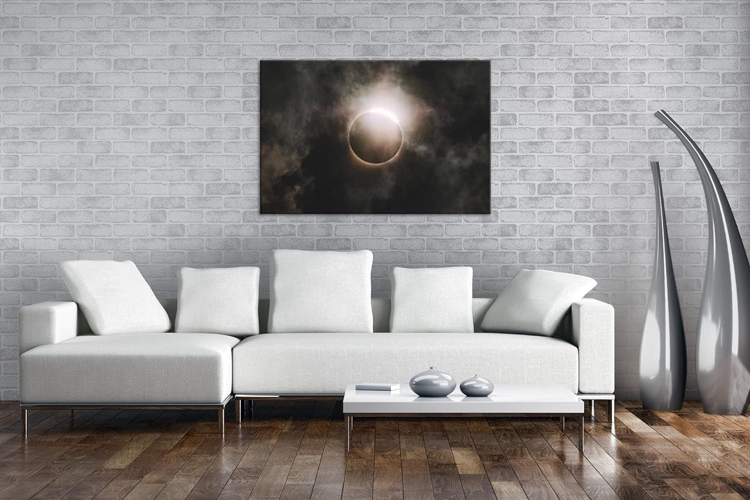 deyoli dunkelheitbringende Sonnenfinsternis Format: 80x60 als Leinwandbild, Motiv fertig gerahmt auf