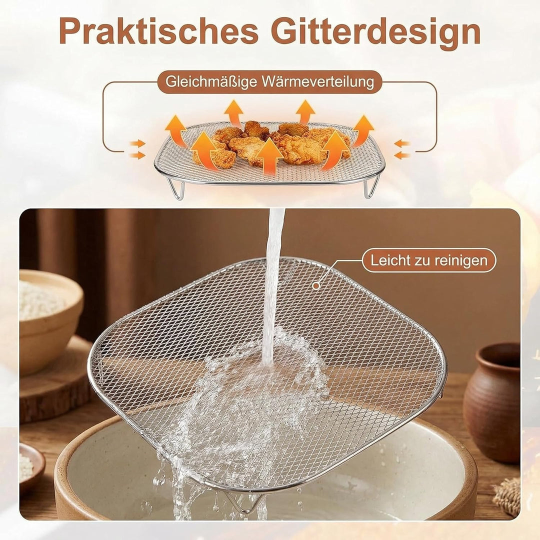 Airfryer Zubehör für Ninja CRISPi Heissluftfritteuse FN101, aus Edelstahl 304 Airfryer Grillrost Ede