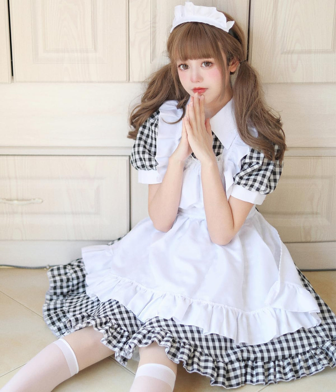 French Maid Dress Cosplay Anime Halloween Kostüm Set Mit Kleid, Schürze, Kopfbedeckung - Niedliche K