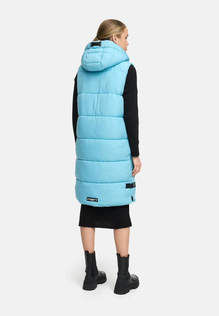 Navahoo Damen ärmellose lange Outdoorweste warme Winterjacke Schnuffelchen XS-3XL XS Sky Blue, XS Sk