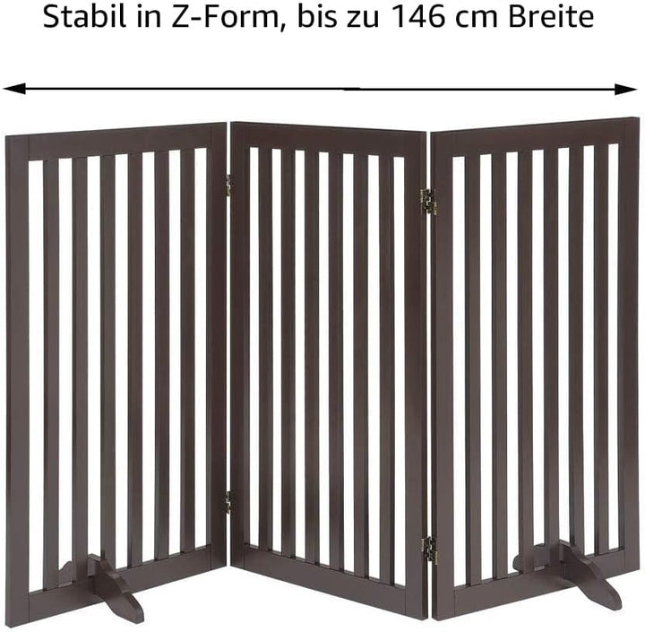 unipaws Freistehendes Absperrgitter Hund, Treppenschutzgitter ohne Bohren, Holz Kindergitter Klappba