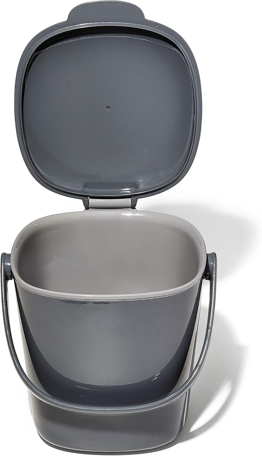 OXO Good Grips Komposteimer grau – geruchsdichter Abfalleimer für die Küche – 2,8 l 2.8L Anthrazit,