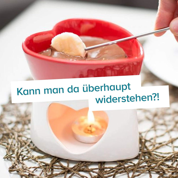 Monsterzeug Schokoladenfondue in Herzform, Süsses Fondue Set, Set mit Fondue und 4 Gabeln, Fondue Sc