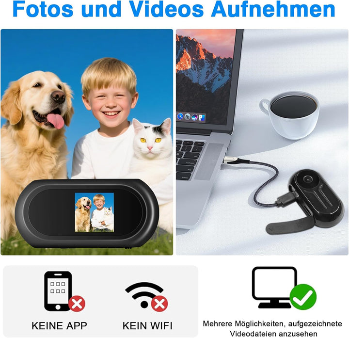 Action Cam, HD 1080P Daumen Körperkamera, 360° Drehbare Sport Action Kamera, 120° Weitwinkel Kleine