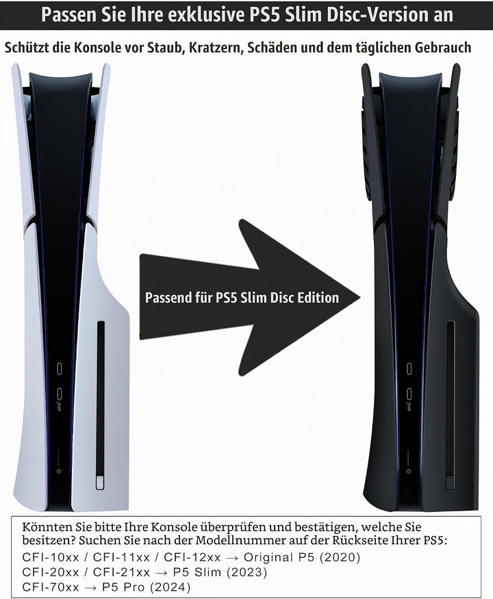 Joso Frontblende mit Kühlungsöffnung für PS5 Slim Disc Edition, Kratzfeste und staubdichte Ersatzabd